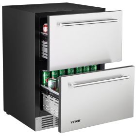 24 Inches Drawer Refrigerator Stainless Steel Dual Drawer Fridge for Home